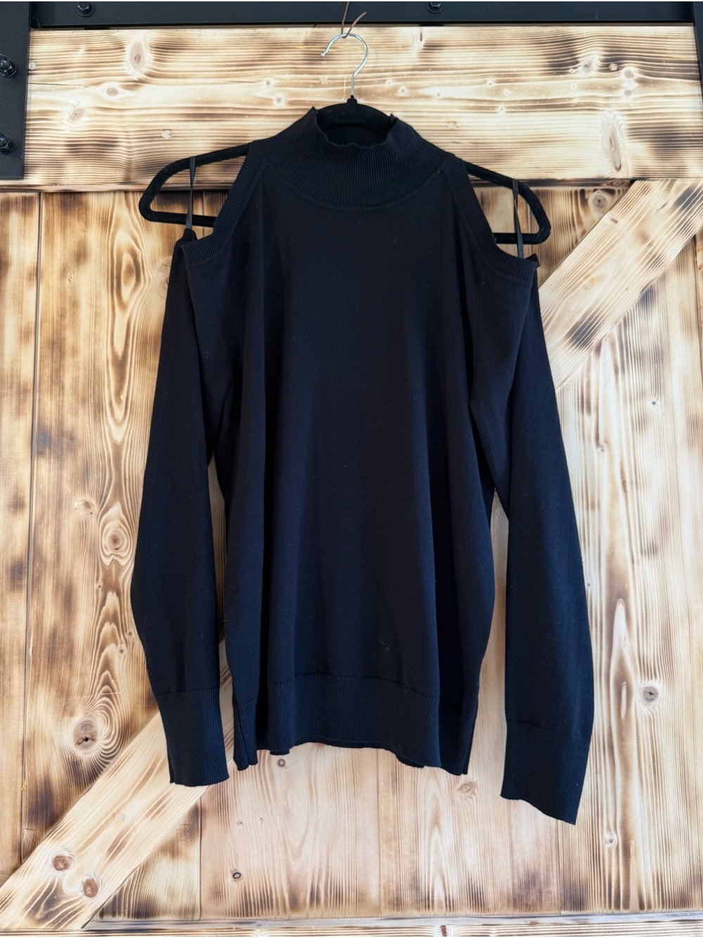Cable & Gauge Black Ribbed Mock Neck Sweater
